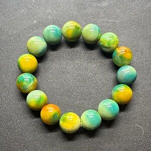Multicolored Dyed Agate Stretch Bracelet